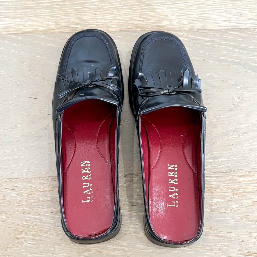 Vintage Ralph Lauren Loafer Navy Old Money Preppy Academia Loafer Mule 6.5 - Picture 5 of 5